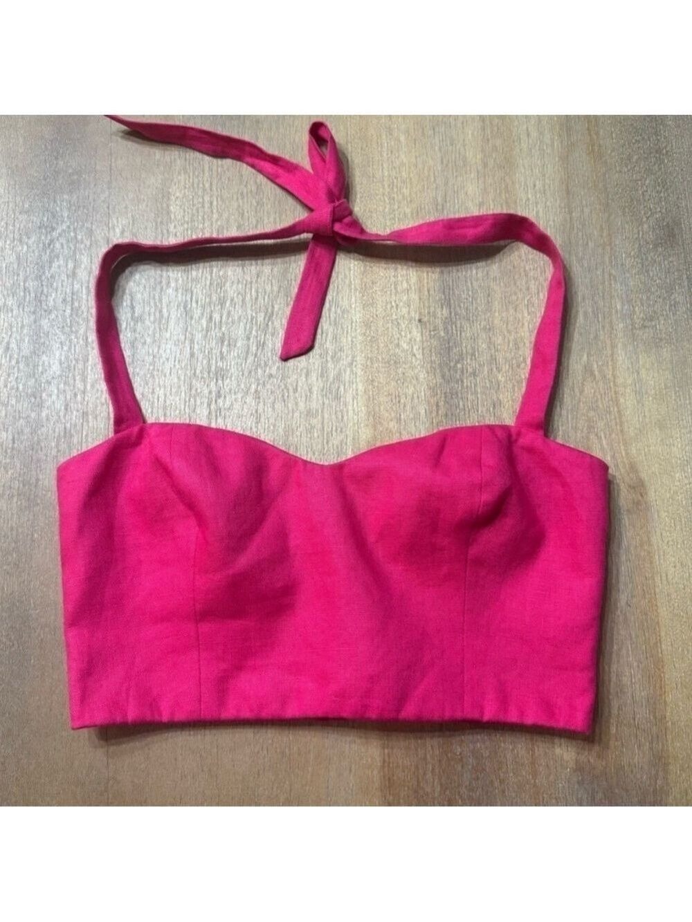 Reformation Orzo Pink Linen Crop Top in Corvette size 10 12 - Picture 4 of 9